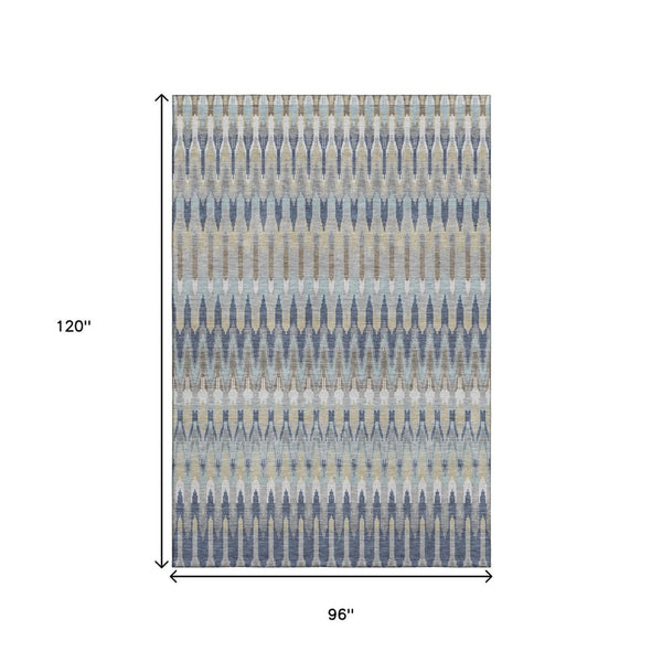 HomeRoots 8' X 10' Southwestern Area Rug in Taupe, Gold & Gray - Washable, Stain-Resistant, UV Protected Comfort 668287