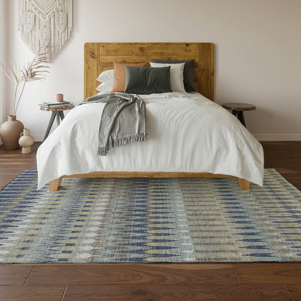 HomeRoots 8' X 10' Southwestern Area Rug in Taupe, Gold & Gray - Washable, Stain-Resistant, UV Protected Comfort 668287