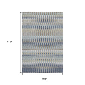 HomeRoots 9' X 12' Southwestern Area Rug in Taupe, Gold & Gray - Washable, UV-Protected, Stain-Resistant Design 668288