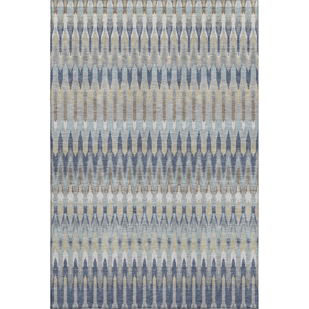 HomeRoots 9' X 12' Southwestern Area Rug in Taupe, Gold & Gray - Washable, UV-Protected, Stain-Resistant Design 668288