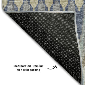 HomeRoots 9' X 12' Southwestern Area Rug in Taupe, Gold & Gray - Washable, UV-Protected, Stain-Resistant Design 668288