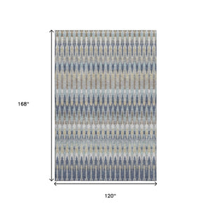 HomeRoots 10' X 14' Stylish Taupe Gold Gray Southwestern Area Rug - Washable, UV Protected, Durable Design 668289