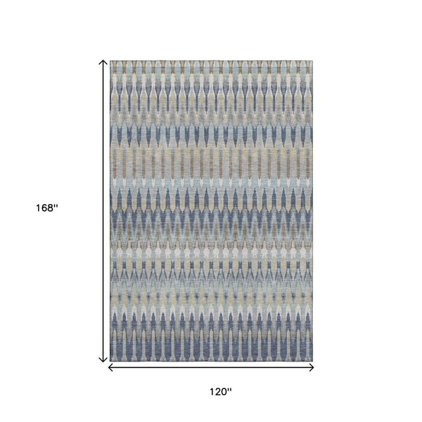 HomeRoots 10' X 14' Stylish Taupe Gold Gray Southwestern Area Rug - Washable, UV Protected, Durable Design 668289