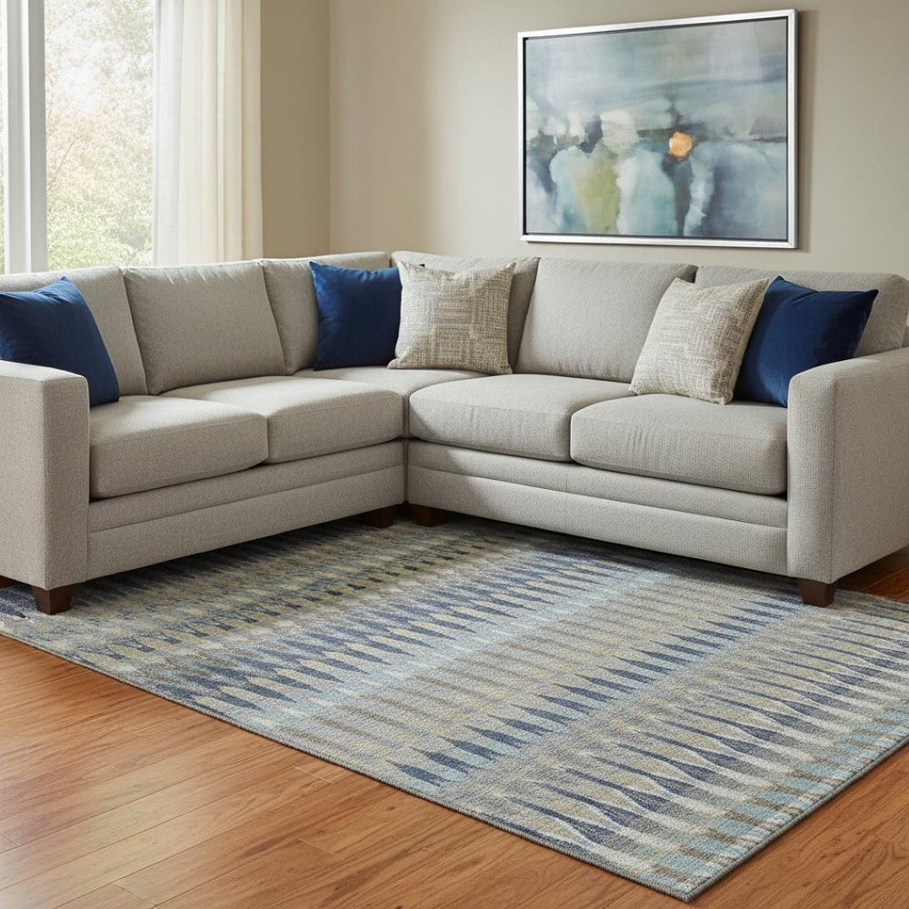 HomeRoots 10' X 14' Stylish Taupe Gold Gray Southwestern Area Rug - Washable, UV Protected, Durable Design 668289