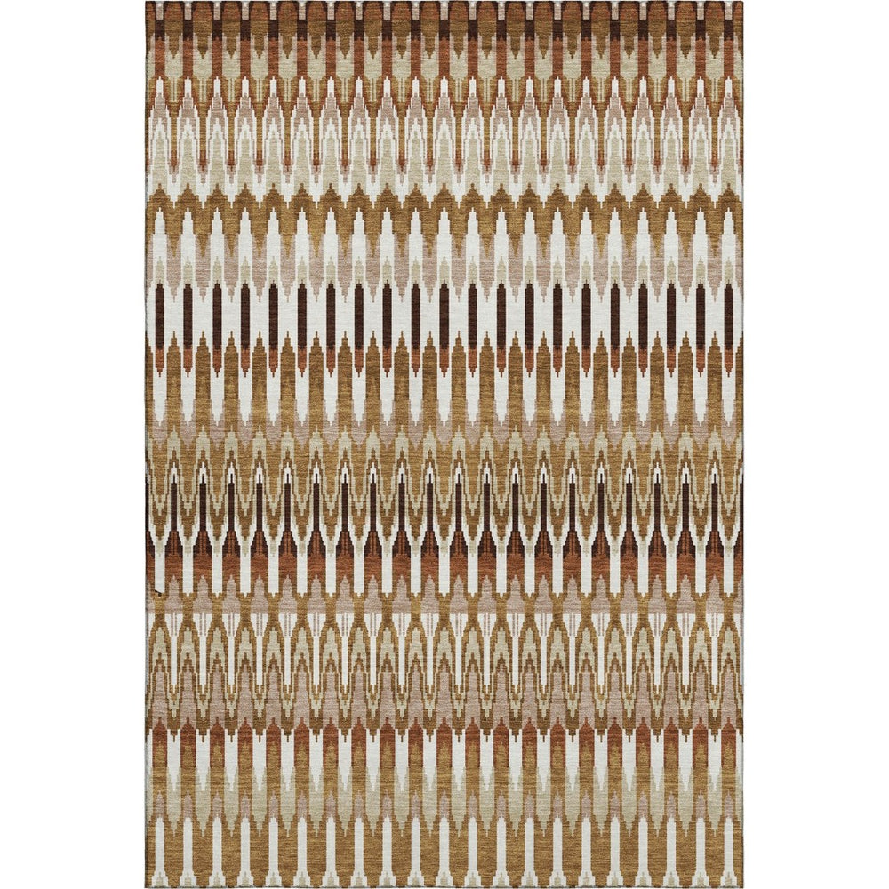 HomeRoots 5' X 8' Southwestern Washable Area Rug – Terra Cotta, Ivory & Beige with UV Protection for Homes 668291