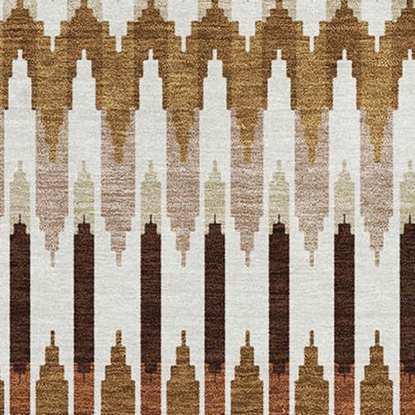 HomeRoots 5' X 8' Southwestern Washable Area Rug – Terra Cotta, Ivory & Beige with UV Protection for Homes 668291