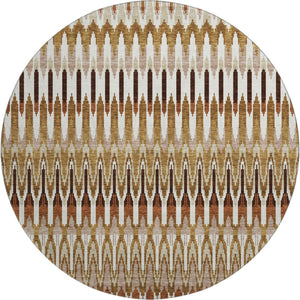HomeRoots 8' Southwestern Round Area Rug in Terra Cotta, Ivory & Beige - Washable, Stain Resistant, UV Safe! 668292