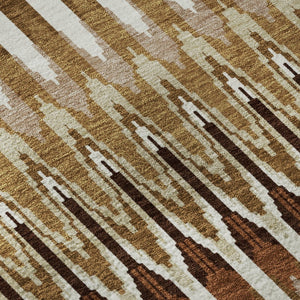 HomeRoots 8' Southwestern Round Area Rug in Terra Cotta, Ivory & Beige - Washable, Stain Resistant, UV Safe! 668292