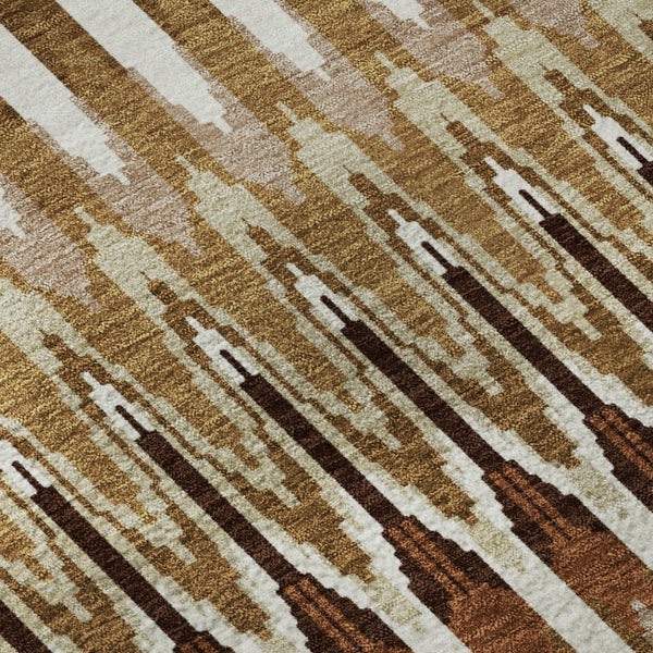 HomeRoots 8' Southwestern Round Area Rug in Terra Cotta, Ivory & Beige - Washable, Stain Resistant, UV Safe! 668292