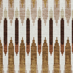 HomeRoots 8' X 10' Southwestern Washable Area Rug in Terra Cotta, Ivory & Beige with UV Protection & Stain Resistance 668293