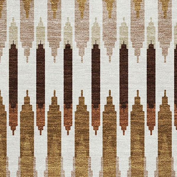 HomeRoots 8' X 10' Southwestern Washable Area Rug in Terra Cotta, Ivory & Beige with UV Protection & Stain Resistance 668293