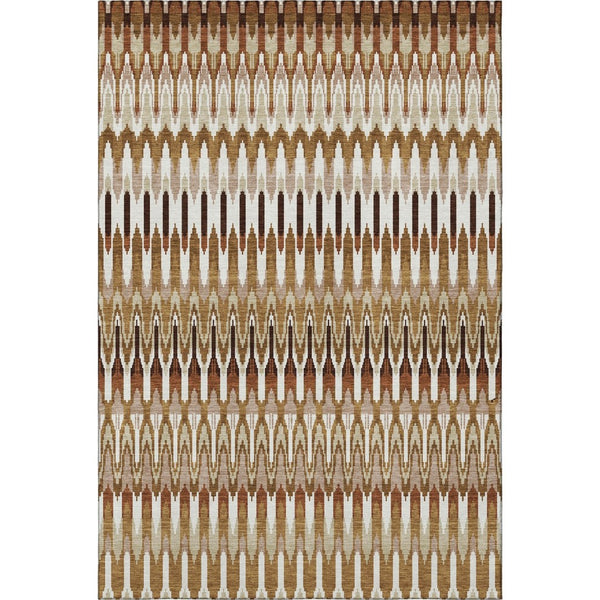HomeRoots 8' X 10' Southwestern Washable Area Rug in Terra Cotta, Ivory & Beige with UV Protection & Stain Resistance 668293