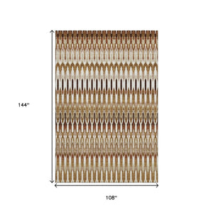 HomeRoots 9' X 12' Versatile Southwestern Area Rug in Terra Cotta & Beige with UV Protection for Everyday Use 668294