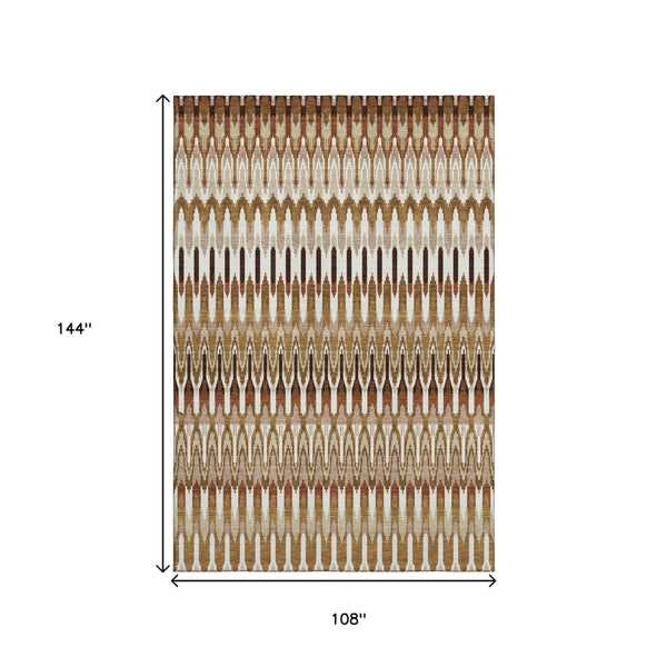 HomeRoots 9' X 12' Versatile Southwestern Area Rug in Terra Cotta & Beige with UV Protection for Everyday Use 668294