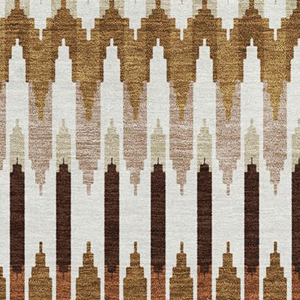 HomeRoots 9' X 12' Versatile Southwestern Area Rug in Terra Cotta & Beige with UV Protection for Everyday Use 668294