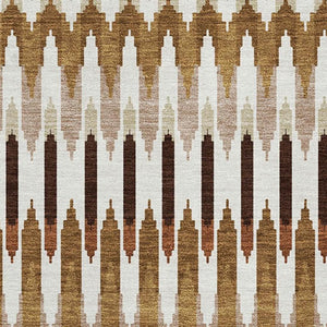 HomeRoots 9' X 12' Versatile Southwestern Area Rug in Terra Cotta & Beige with UV Protection for Everyday Use 668294