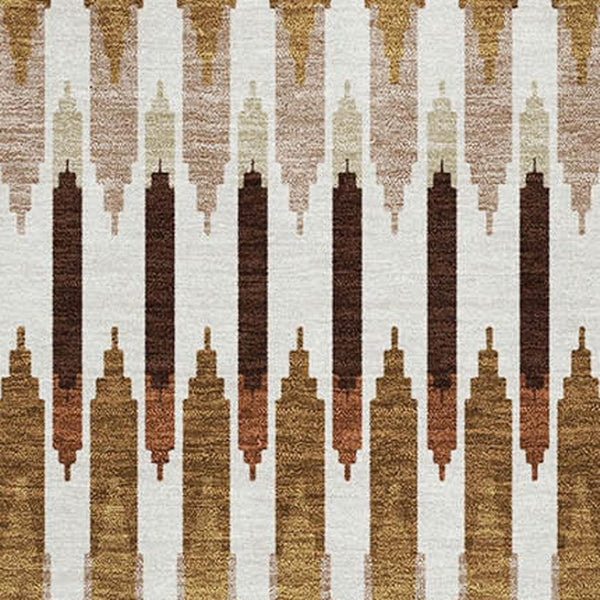 HomeRoots 10' Southwestern Terra Cotta, Ivory & Beige Washable Area Rug with UV Protection for Families & Pets 668295