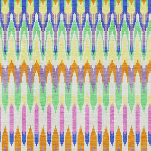 HomeRoots 5' X 8' Southwestern Area Rug - Washable, UV Protected, Stylish White, Green & Purple Design for Homes 668297