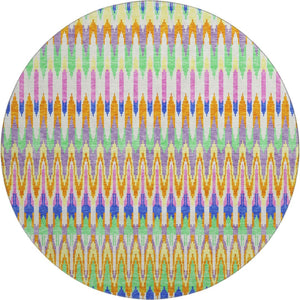 HomeRoots 8' Southwestern Area Rug in White, Green & Purple – Washable, UV-Protected, Durable for Busy Homes 668298