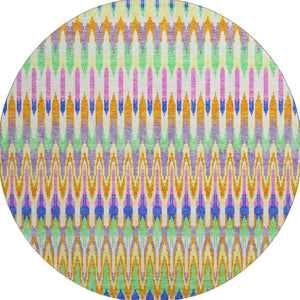 HomeRoots 8' Southwestern Area Rug in White, Green & Purple – Washable, UV-Protected, Durable for Busy Homes 668298