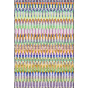 HomeRoots 8' Southwestern Washable Area Rug in White, Green & Purple - UV Protected, Stain Resistant Beauty! 668299