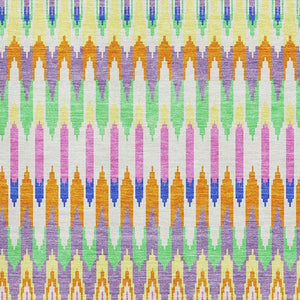 HomeRoots 9' X 12' Southwestern Washable Area Rug in White, Green & Purple - UV Protected, Durable & Stylish 668300