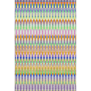 HomeRoots 10' Southwestern Washable Area Rug in White, Green & Purple - UV Protected, Durable & Stylish Design 668301