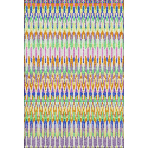 HomeRoots 10' Southwestern Washable Area Rug in White, Green & Purple - UV Protected, Durable & Stylish Design 668301