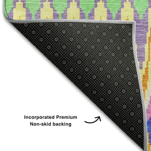 HomeRoots 10' Southwestern Washable Area Rug in White, Green & Purple - UV Protected, Durable & Stylish Design 668301