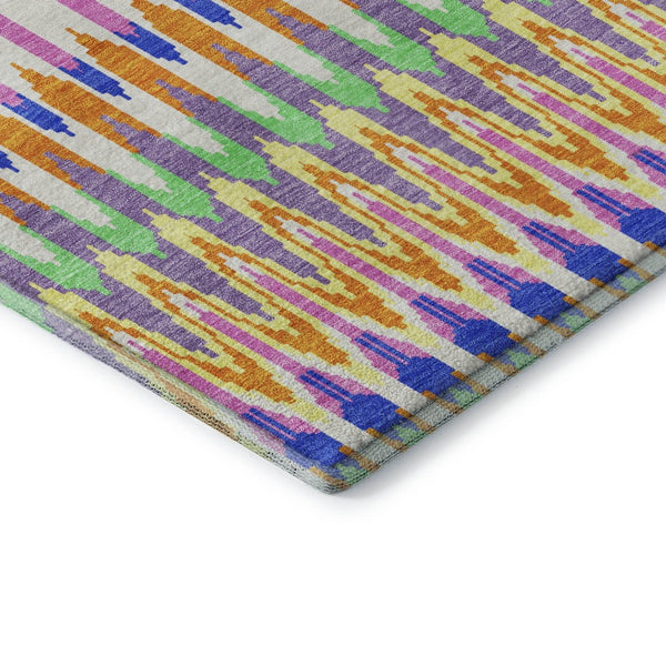 HomeRoots 10' Southwestern Washable Area Rug in White, Green & Purple - UV Protected, Durable & Stylish Design 668301