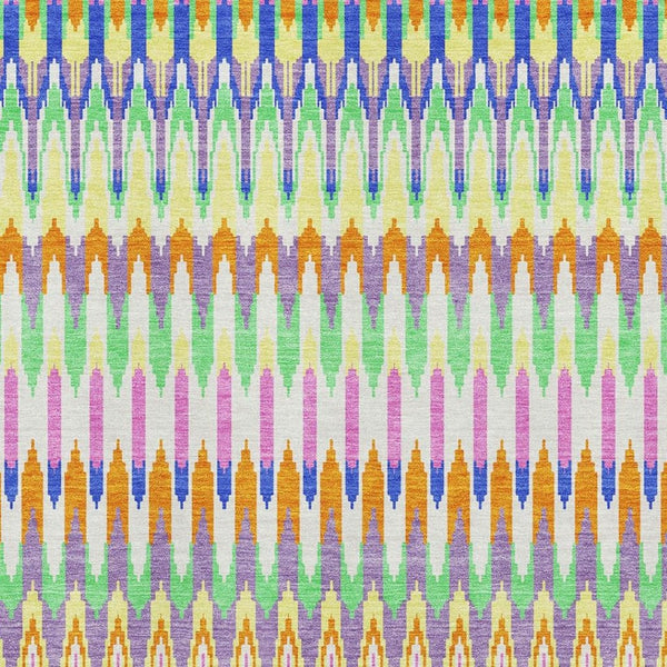HomeRoots 10' Southwestern Washable Area Rug in White, Green & Purple - UV Protected, Durable & Stylish Design 668301
