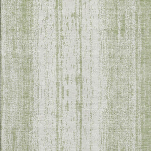 HomeRoots 5' Artichoke Green and Ivory Striped Washable Area Rug - Durable, UV-Protected for High-Traffic Spaces 668303