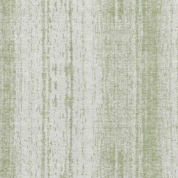 HomeRoots 9' Artichoke Green & Ivory Striped Washable Area Rug - Durable, UV-Protected, Stylish & Easy Care! 668306