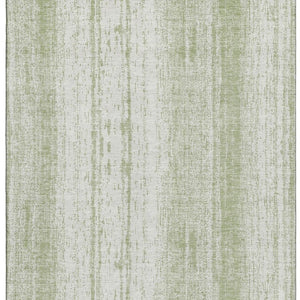HomeRoots 10' Artichoke Green & Ivory Striped Washable Area Rug - UV Protected, Durable, Perfect for Families 668307
