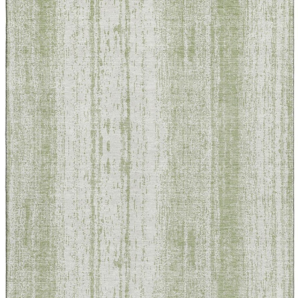 HomeRoots 10' Artichoke Green & Ivory Striped Washable Area Rug - UV Protected, Durable, Perfect for Families 668307