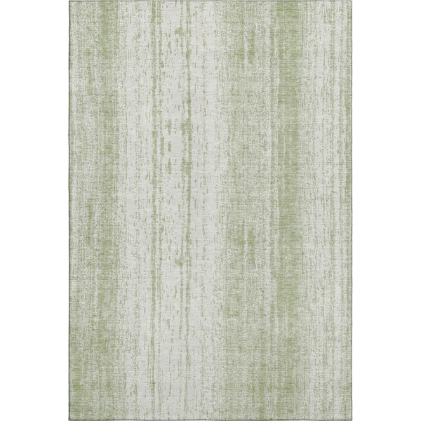 HomeRoots 10' Artichoke Green & Ivory Striped Washable Area Rug - UV Protected, Durable, Perfect for Families 668307