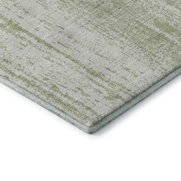 HomeRoots 10' Artichoke Green & Ivory Striped Washable Area Rug - UV Protected, Durable, Perfect for Families 668307