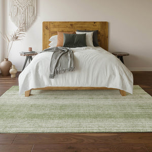 HomeRoots 10' Artichoke Green & Ivory Striped Washable Area Rug - UV Protected, Durable, Perfect for Families 668307