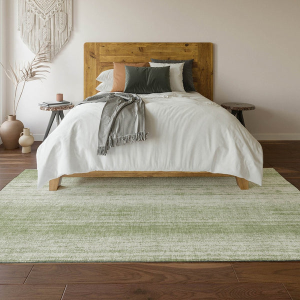 HomeRoots 10' Artichoke Green & Ivory Striped Washable Area Rug - UV Protected, Durable, Perfect for Families 668307
