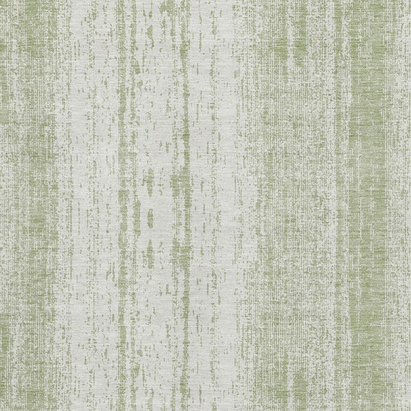 HomeRoots 10' Artichoke Green & Ivory Striped Washable Area Rug - UV Protected, Durable, Perfect for Families 668307