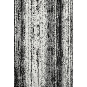 HomeRoots 5' X 8' Black And Ivory Striped Area Rug - Washable, Durable, UV-Protected for Homes with Kids & Pets 668309