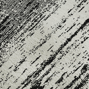 HomeRoots 5' X 8' Black And Ivory Striped Area Rug - Washable, Durable, UV-Protected for Homes with Kids & Pets 668309