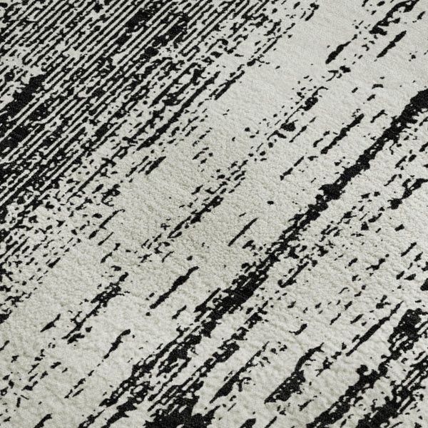 HomeRoots 5' X 8' Black And Ivory Striped Area Rug - Washable, Durable, UV-Protected for Homes with Kids & Pets 668309