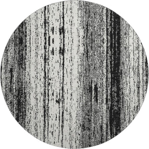 HomeRoots 8' Black And Ivory Striped Washable Round Rug - Stylish, Durable, UV-Protected for Any Space 668310