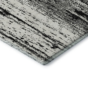 HomeRoots 8' Black And Ivory Striped Washable Round Rug - Stylish, Durable, UV-Protected for Any Space 668310