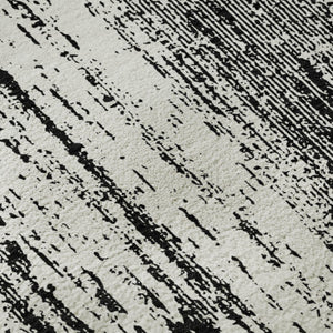 HomeRoots 8' Black And Ivory Striped Washable Round Rug - Stylish, Durable, UV-Protected for Any Space 668310