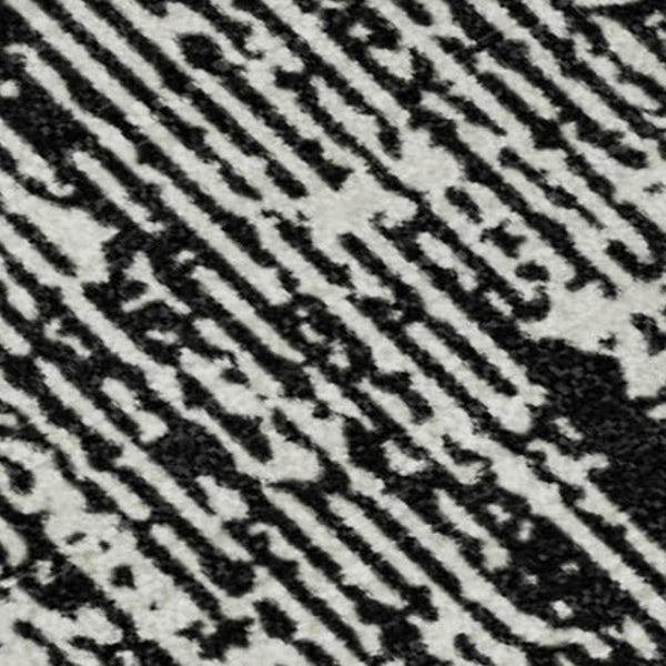 HomeRoots 8' X 10' Black and Ivory Striped Washable Area Rug – Durable, UV-Protected, Stylish for High-Traffic Spaces 668311