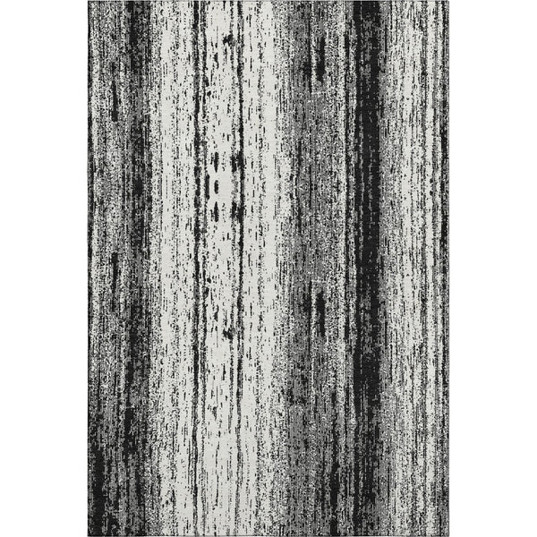 HomeRoots 9' x 12' Black and Ivory Striped Washable Area Rug with UV Protection, Stain Resistance & Comfort 668312