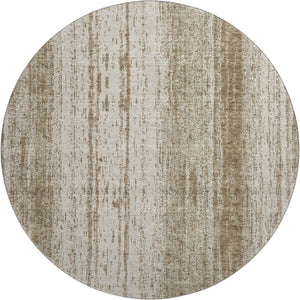 HomeRoots 8' Brown and Ivory Striped Round Rug – Washable, UV Protected, Durable Design for Cozy Spaces 668316