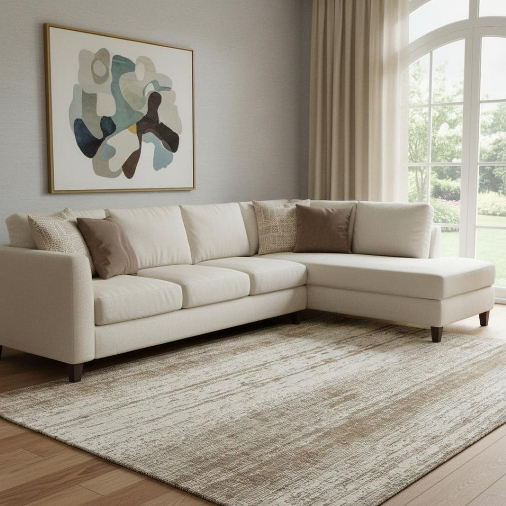 HomeRoots 8' X 10' Brown And Ivory Striped Washable Area Rug – Durable, UV-Protected, Stylish for High-Traffic Use 668317